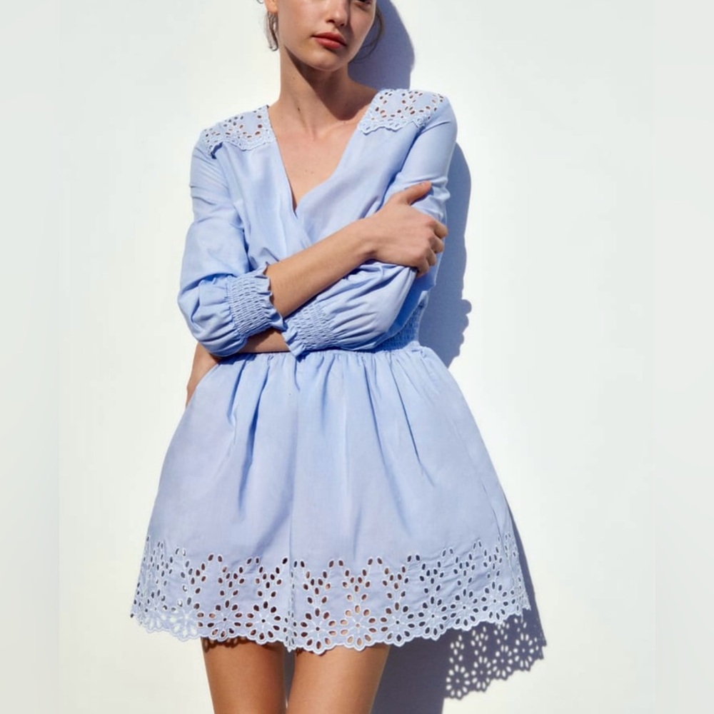 Zara, Mini Cutwork ,Embroidered, Eyelet Dress, S, 
P2P: 18”., EUC